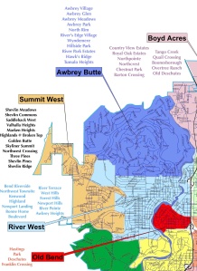 Subdivision map of NW Bend Oregon